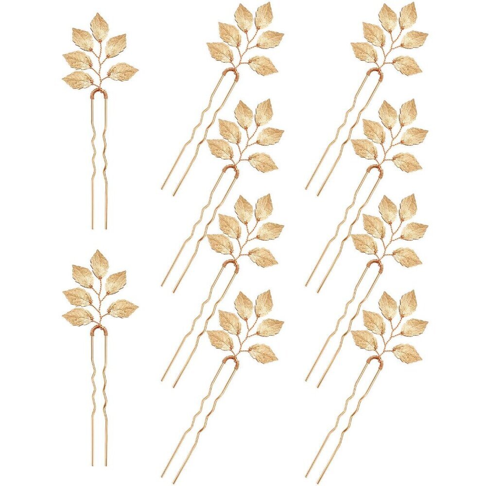 10 Pieces Bride Hair Accessories, Vintage Gold Leaf , Bridesmaid Headpiece for W